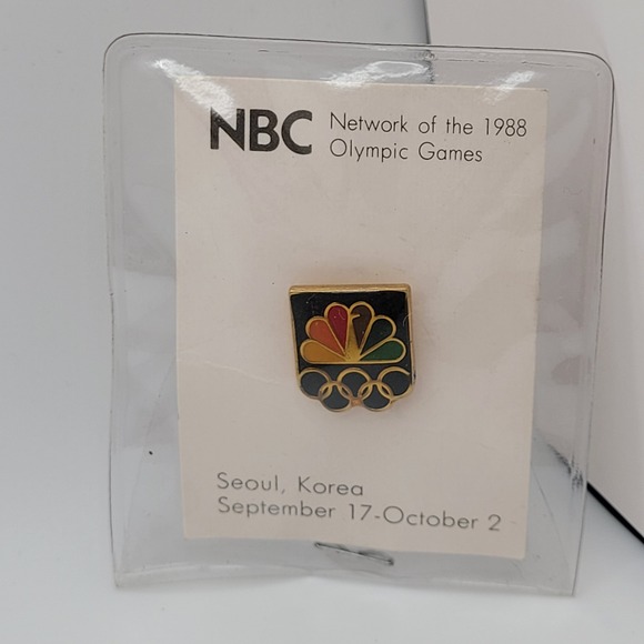 NBC Other - Vintage‎ NBC Peacock Lapel Pin  1988 Seoul Olympics Gold Tone Enamel Sealed USOC